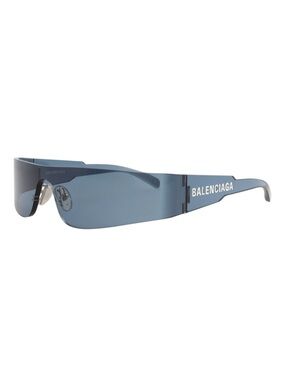 Balenciaga Men's Smoke Blue Shield Sunglasses